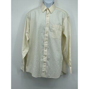 Tommy Hilfiger Mens Long Sleeve Cream Button-Up Shirt Size 16 34/35 100% Cotton